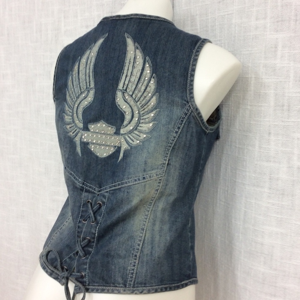 Harley Davidson Medium Denim Vest - Picture 9 of 16